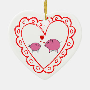 Ornamento De Cerâmica Leitão no amor!