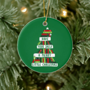 Ornamento De Cerâmica Leitores e Livros Amam Árvore de Natal