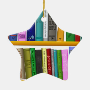 Ornamento De Cerâmica leitura da biblioteca de livros de prateleiras