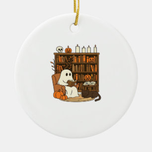 Ornamento De Cerâmica Leitura Fantasma na Camiseta Clássica da Bibliotec