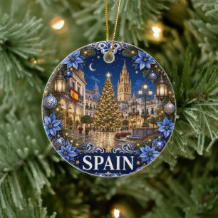 Ornamento De Cerâmica Lembrança Cênica da Espanha no Inverno