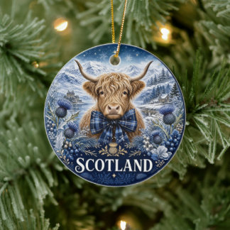 Ornamento De Cerâmica Lembrança Cênica da Vaca das Terras Altas da Escóc
