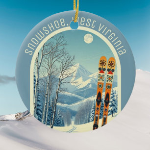 Ornamento De Cerâmica Lembrança de esqui de Snowshoe West Virginia