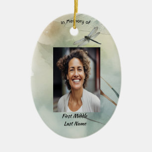 Ornamento De Cerâmica Lembrança de Foto Personalizada Memorial Libélula
