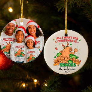 Ornamento De Cerâmica Lembrança de Natal Personalizada com Foto Divertid