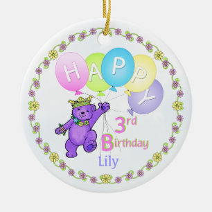 Ornamento De Cerâmica Lembrança do aniversário de 3 anos da princesa d