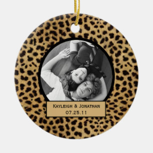 Ornamento De Cerâmica Lembrança do casamento do impressão do leopardo
