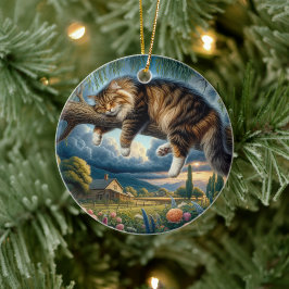 Ornamento De Cerâmica Lembrança Encantadora de Gato Doméstico de Pelo Lo