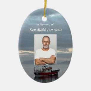 Ornamento De Cerâmica Lembrança Memorial Barco de Pesca Pescador