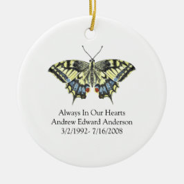 Ornamento De Cerâmica Lembrança Memorial Borboleta Amarela Azul