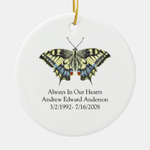 Ornamento De Cerâmica Lembrança Memorial Borboleta Amarela Azul