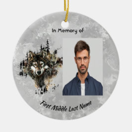 Ornamento De Cerâmica Lembrança Memorial Cristã Lobo Lobos Arte Animal