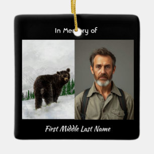 Ornamento De Cerâmica Lembrança Memorial Cristã Urso Preto Animal