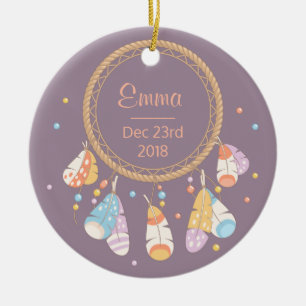 Ornamento De Cerâmica Lembrança nova tribal do bebê de Dreamcatcher Bo