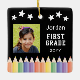 Ornamento De Cerâmica Lembrança Personalizada de Foto Colorida da Primei