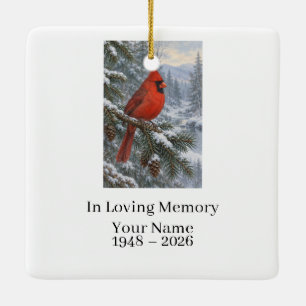 Ornamento De Cerâmica Lembrança Personalizada do Cardinal Vermelho Memor