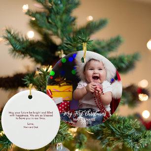 Ornamento De Cerâmica Lembrete do Ninho de Natal em Primeiro Natal