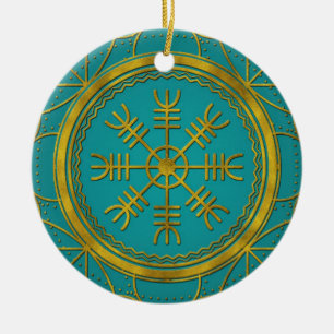 Ornamento De Cerâmica Leme dos runes da proteção de Viking da talismã