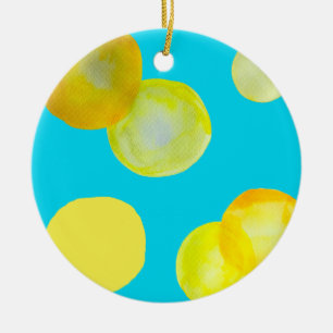 Ornamento De Cerâmica Lemon sun yellow circle art