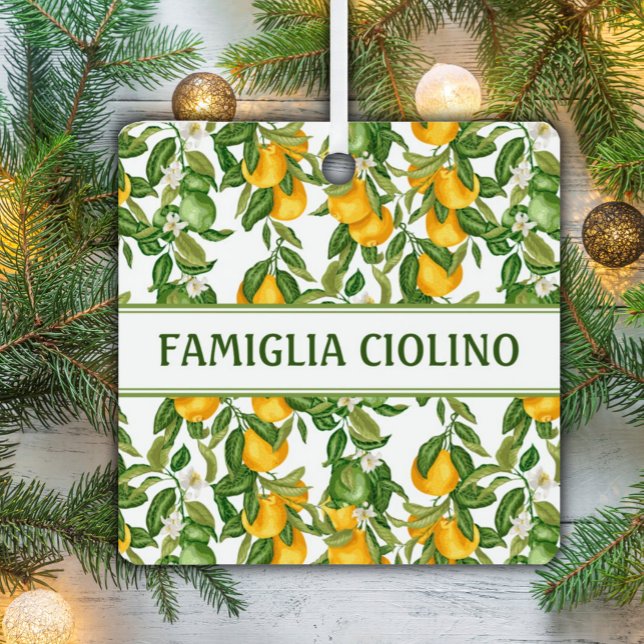 Ornamento De Cerâmica Lemony ItaliLemons (Italian Cascading Lemons 
Square Ceramic Family Ornament)