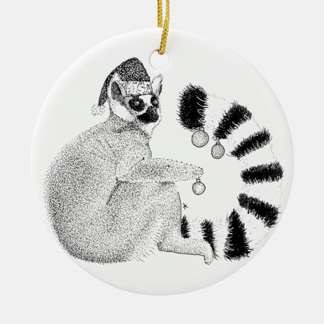 Ornamento De Cerâmica Lemur de Natal (Frente)