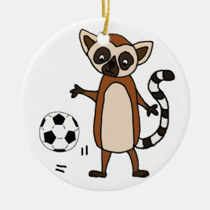 Ornamento De Cerâmica Lemur engraçado que joga desenhos animados do