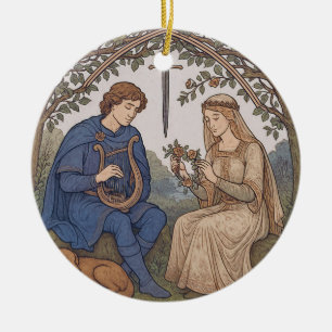 Ornamento De Cerâmica Lenda de Tristan e Isolde em estilo vintage