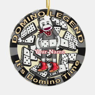 Ornamento De Cerâmica lenda do Sock Monkey Domino