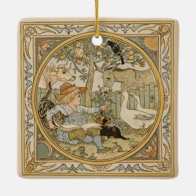 Ornamento De Cerâmica Lendo diversão (Verso)