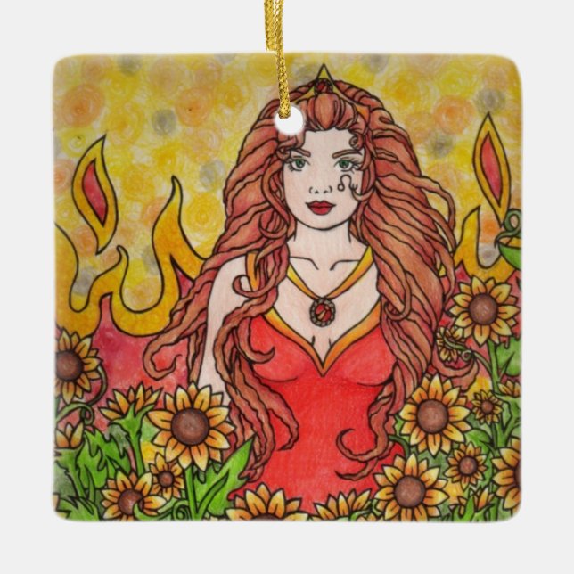 Ornamento De Cerâmica Leo Goddess (Frente)