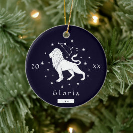 Ornamento De Cerâmica Leo Lion Símbolo Zodiac Birthday Sinal Name & Year