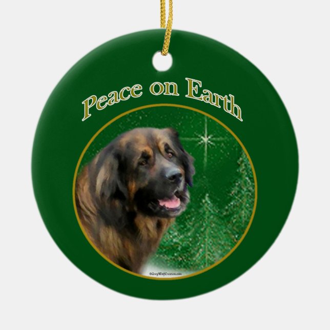 Ornamento De Cerâmica Leonberger Peace (Frente)