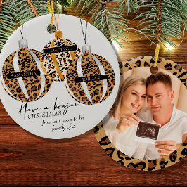 Ornamento De Cerâmica Leopard Print Boujee Foto de Gravidez de Natal