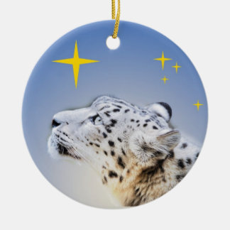 Ornamento De Cerâmica Leopardo de neve e as estrelas