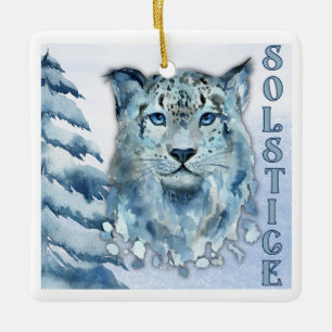 Ornamento De Cerâmica Leopardo de Neve Solstício de inverno