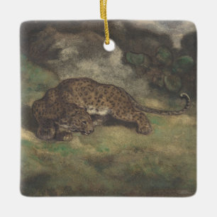 Ornamento De Cerâmica Leopardo e serpente