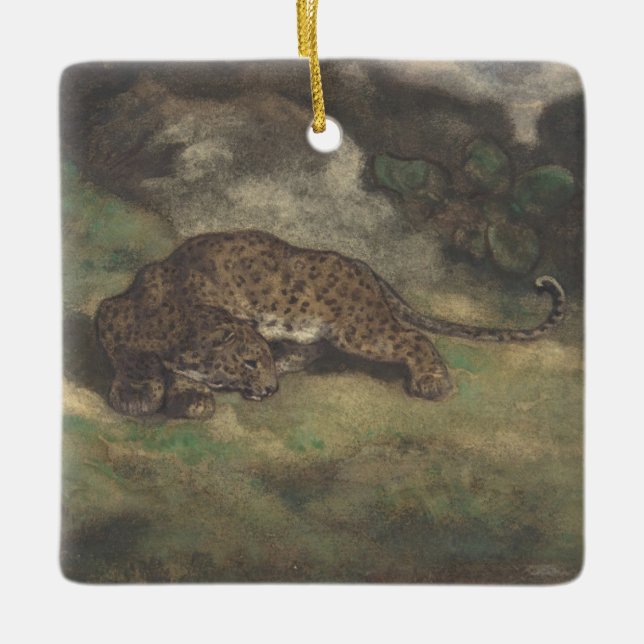 Ornamento De Cerâmica Leopardo e serpente (Frente)