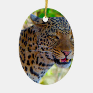 Ornamento De Cerâmica Leopardo Manchado