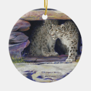 Ornamento De Cerâmica Leopardos de neve