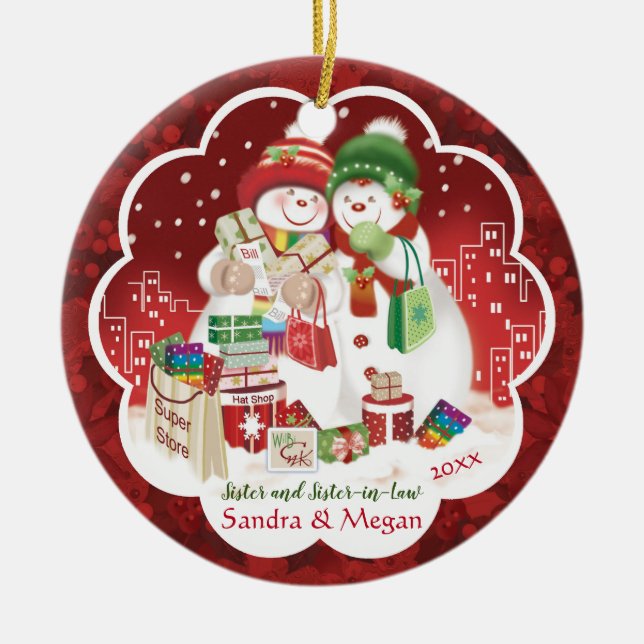 Ornamento De Cerâmica Lésbica, Irmã, Irmã em Direito, Bonitas mulheres d (Frente)