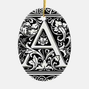 Ornamento De Cerâmica Letra A Monograma Medieval Art Nouveau