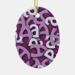 Ornamento De Cerâmica Letra A Purple