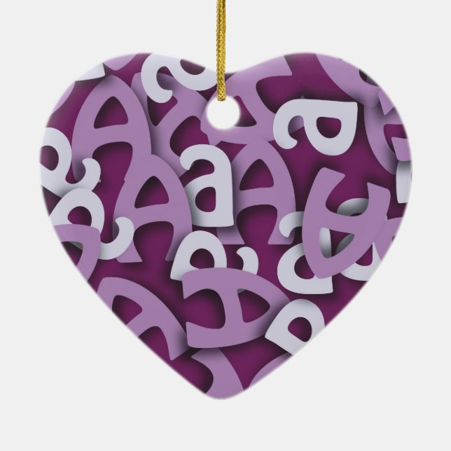 Ornamento De Cerâmica Letra A Purple (Verso)