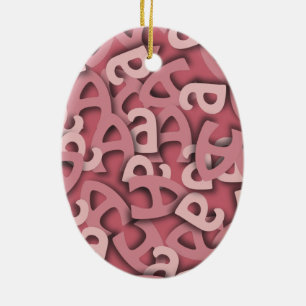 Ornamento De Cerâmica Letra A Rosa