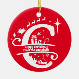 Ornamento De Cerâmica Letra C Monograma Nome da Família Inicial Saudação