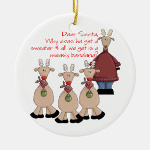 Ornamento De Cerâmica Letra da rena a Papai Noel