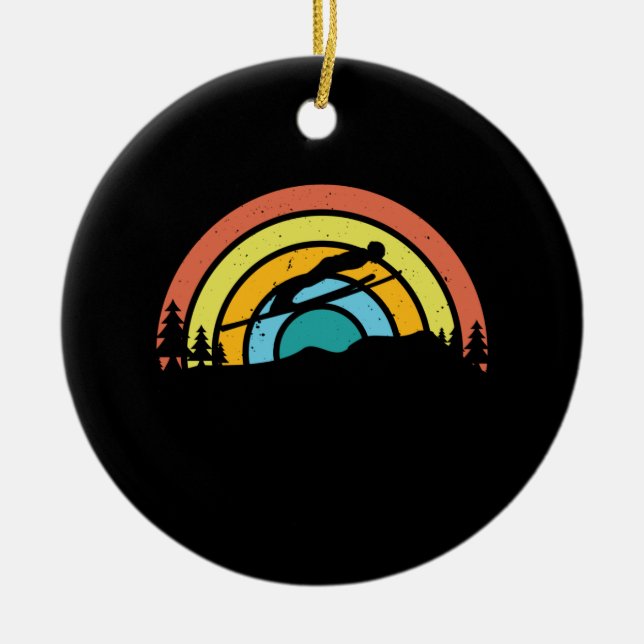 Ornamento De Cerâmica Letra de jumping de esqui (Frente)