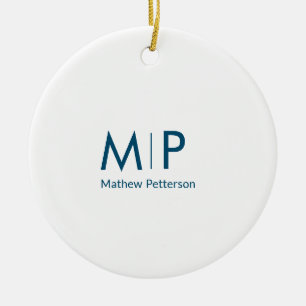Ornamento De Cerâmica letra de nome monograma simples minimalista elegan