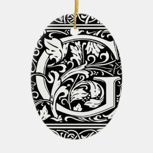 Ornamento De Cerâmica Letra G Monograma Medieval Art Nouveau