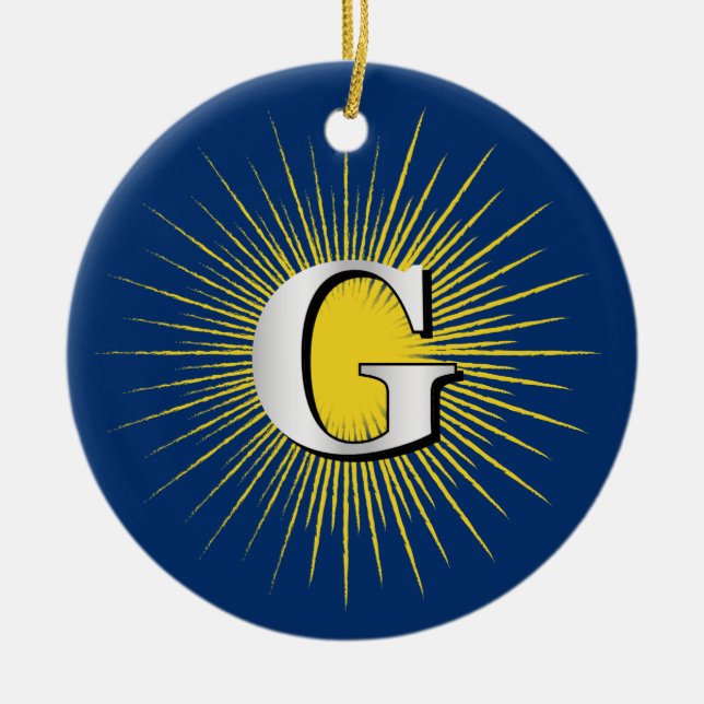 Ornamento De Cerâmica Letra G - símbolo masculino (Frente)